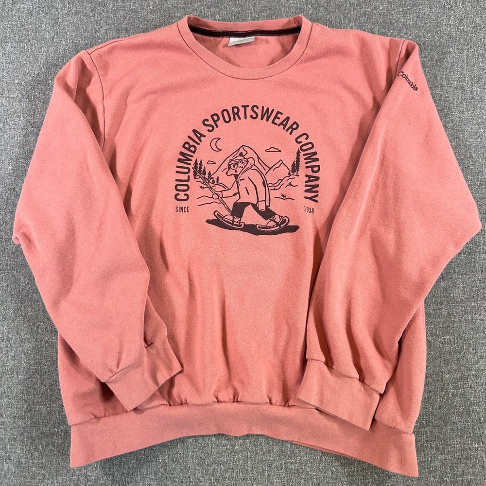 Columbia Sportswear Salmon‎ Pink Bear Graphic Sweatshirt Womens Large Pullover